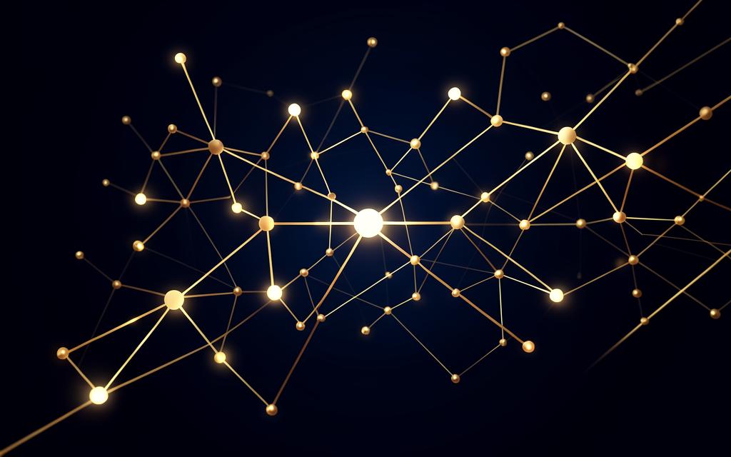 Abstract gold neural network representing AI and automation